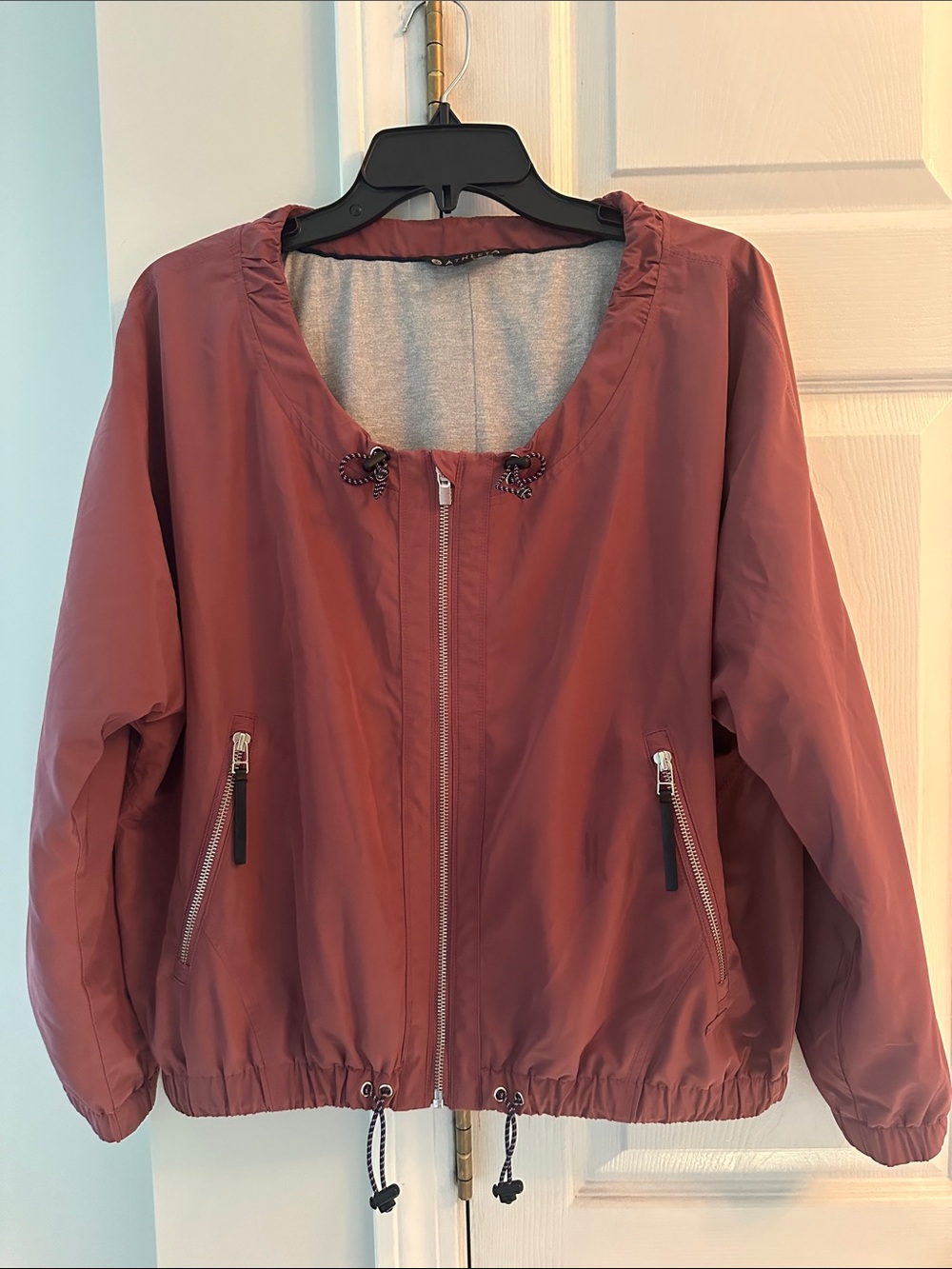 Athleta Dusty Rose Lightweight Zip-Front Bomber Jacket- Gorgeous Material- Large